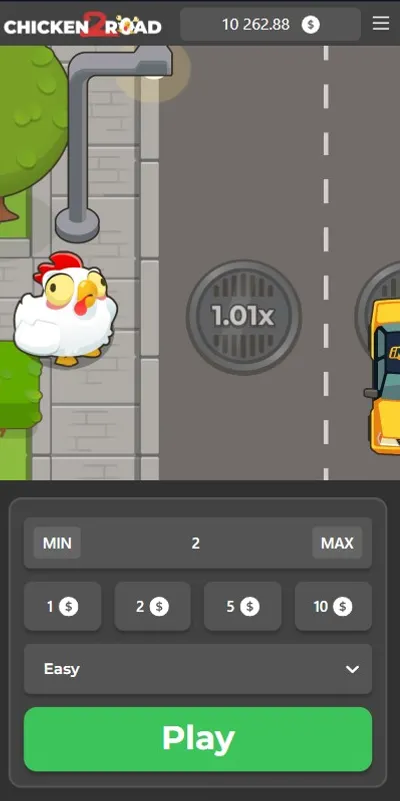 Мобильная версия Chicken Road 2.0: выбор ставки и сложности перед стартом