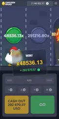 Миниатюра: Мобильная версия Chicken Road: экран выигрыша